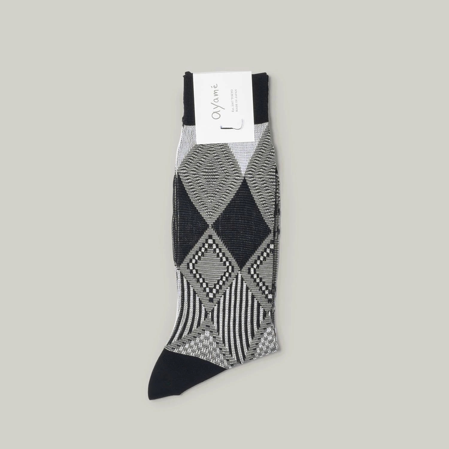 AYAME MARBLE YARN SOCKS - B&W - Image 2