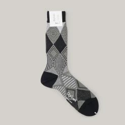 AYAME MARBLE YARN SOCKS - B&W