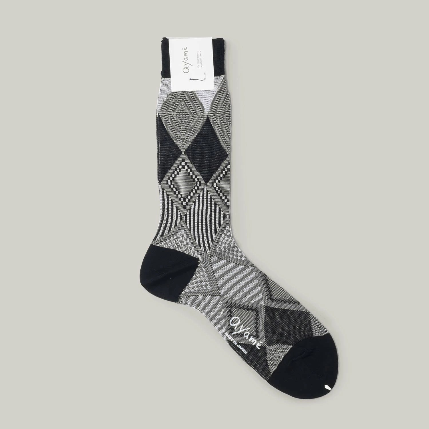 AYAME MARBLE YARN SOCKS - B&W