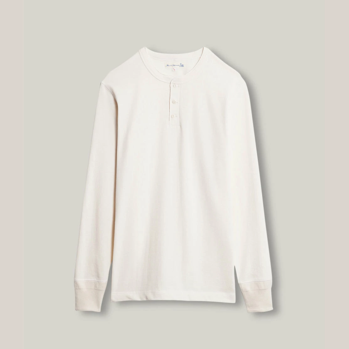 MERZ B SCHWANEN 204 RELAXED HENLEY SHIRT - NATURAL -