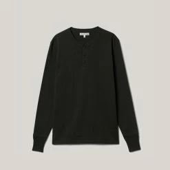 MERZ B. SCHWANEN 204 RELAXED HENLEY SHIRT - FOREST