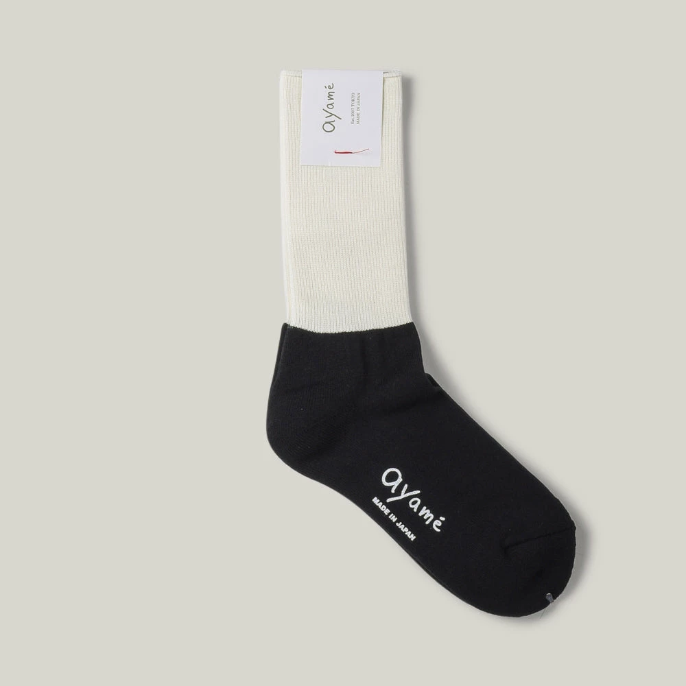 AYAME CHUNKY PILE 2 TONE SOCKS - B&W