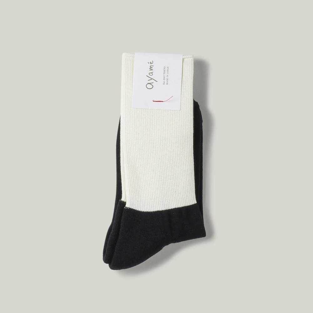 AYAME CHUNKY PILE 2 TONE SOCKS - B&W - Image 2
