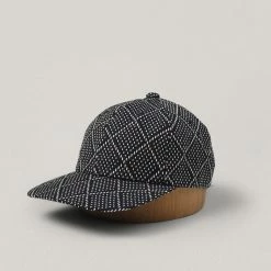 BLUE BLUE JAPAN INDIGO DIAMOND PATTERN STITCH "SASHIKO" BASEBALL CAP- INDIGO