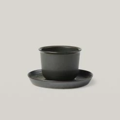 KINTO LEAVES TO TEA CUP AND SAUCER - BLACK