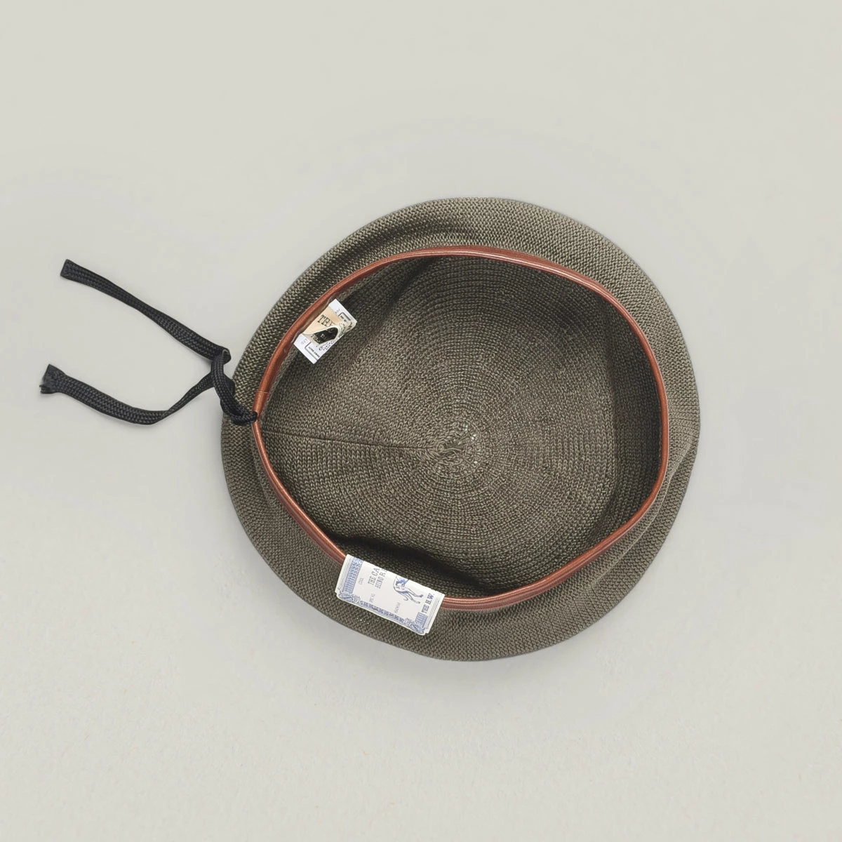 H.W. DOG & CO. LEATHER BERET 22SS - OLIVE - Image 2