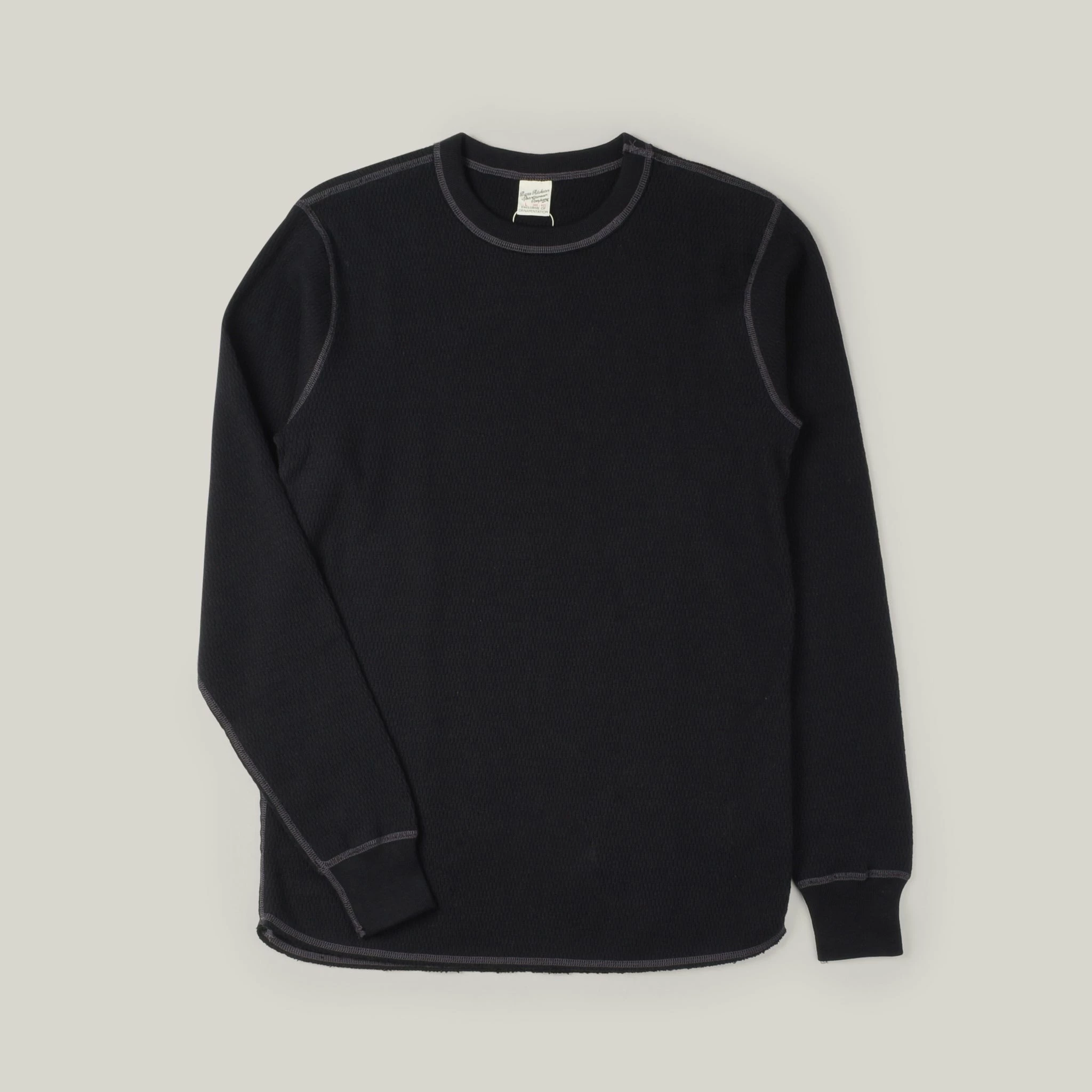 BUZZ RICKSON WAFFLE KNIT THERMAL - BLACK