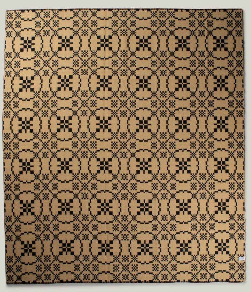 BASSHU X SUNRISE WOOLLEN MILLS JACQUARD BLANKET - BLACK - Image 3