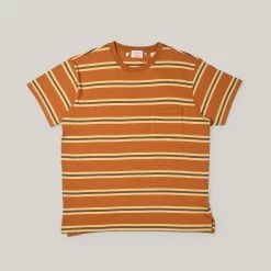 LEVI'S VINTAGE CLOTHING 1940'S SPLIT HEM TEE - STRIPE BROWN/ORANGE