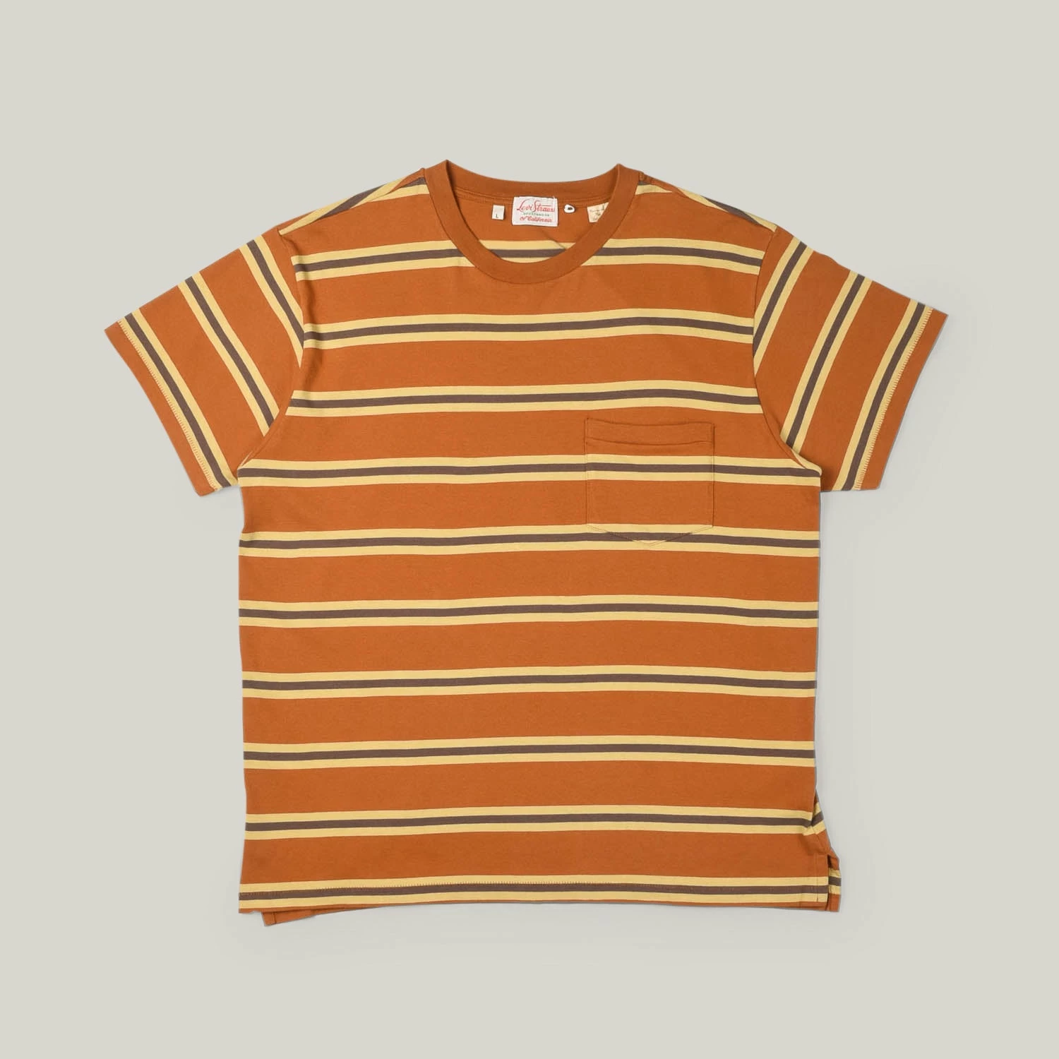 LEVI'S VINTAGE CLOTHING 1940'S SPLIT HEM TEE - STRIPE BROWN/ORANGE