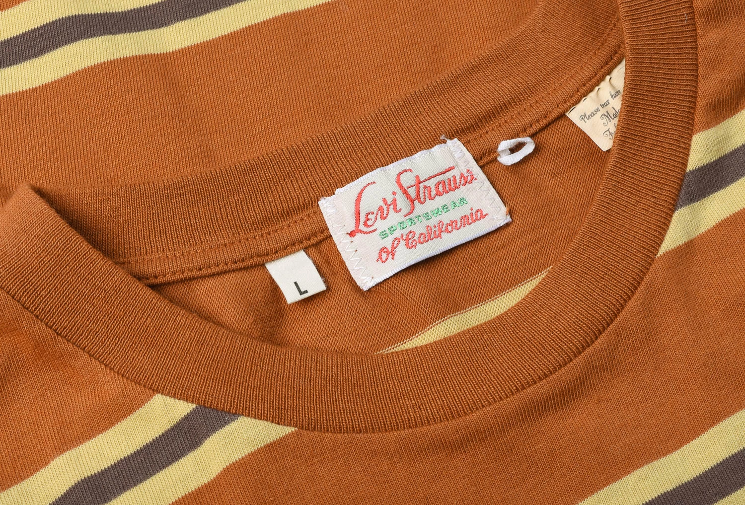 LEVI'S VINTAGE CLOTHING 1940'S SPLIT HEM TEE - STRIPE BROWN/ORANGE - Image 2