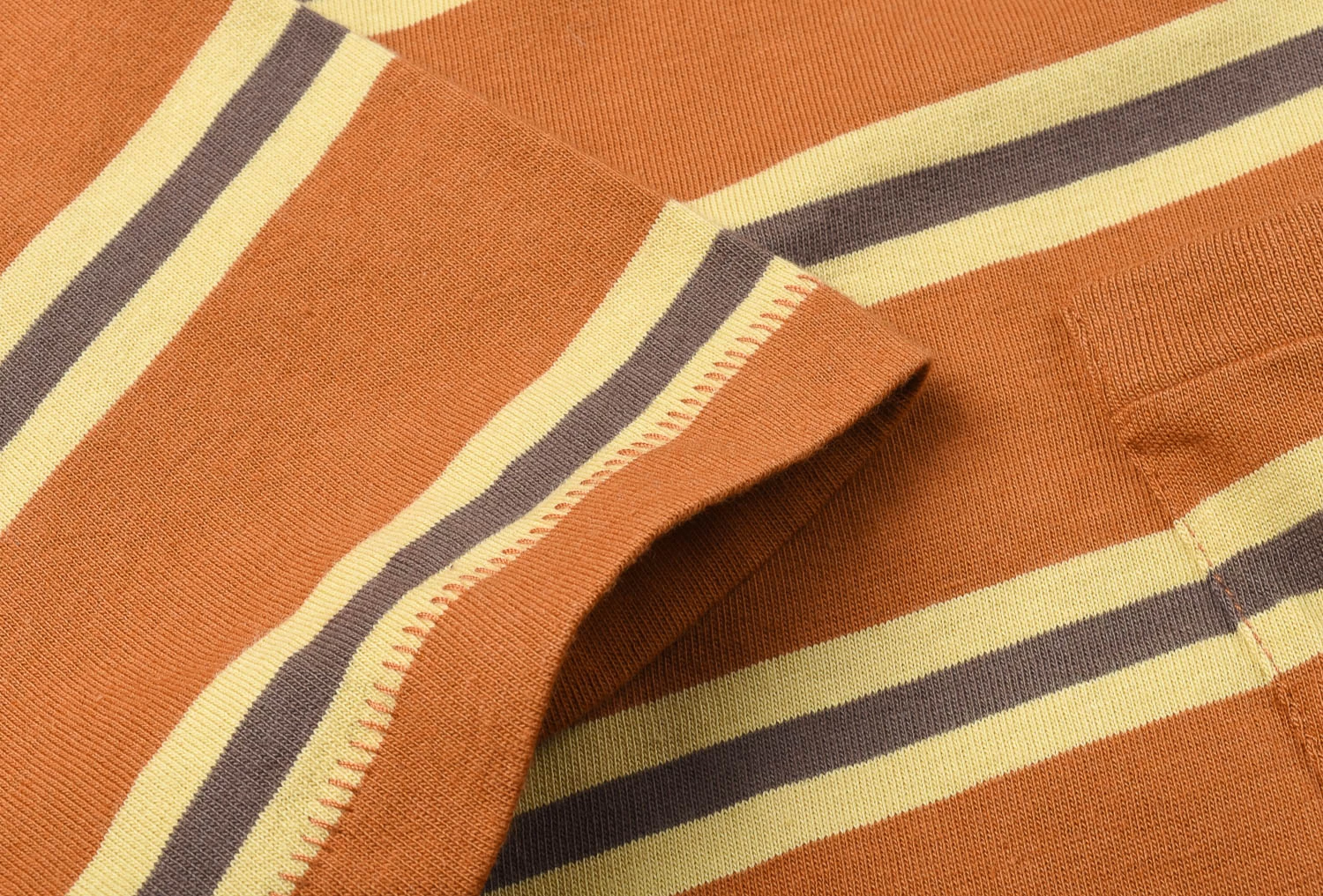 LEVI'S VINTAGE CLOTHING 1940'S SPLIT HEM TEE - STRIPE BROWN/ORANGE - Image 4