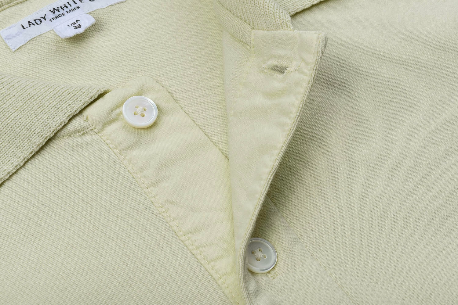 LADY WHITE CO. TWO BUTTON POLO - HONEY DEW - Image 4