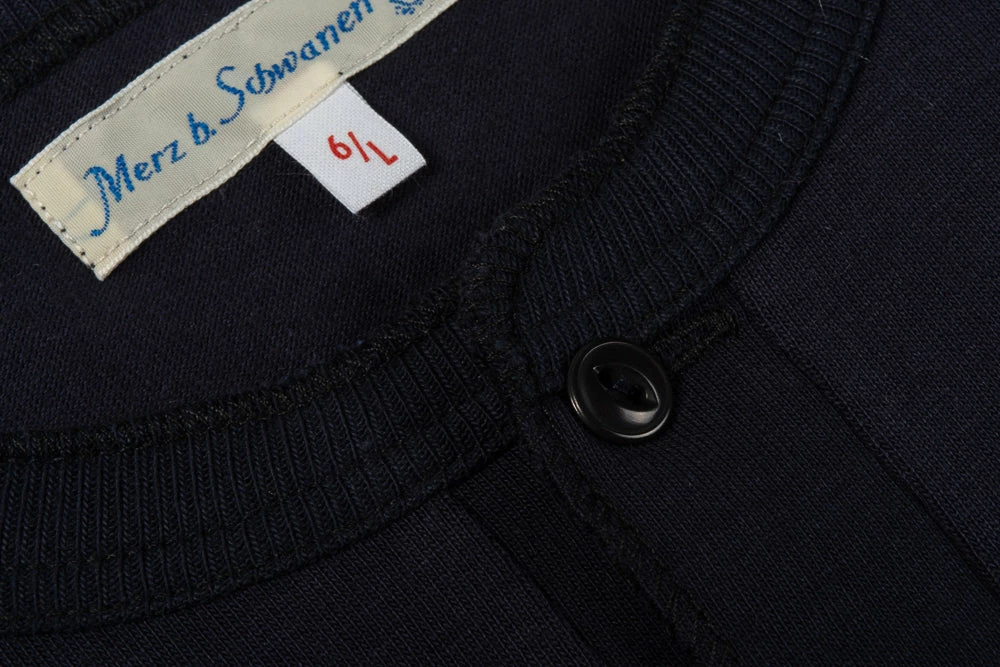 MERZ B SCHWANEN 204 RELAXED HENLEY SHIRT - NIGHT BLUE - Image 2