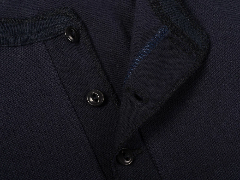 MERZ B SCHWANEN 204 RELAXED HENLEY SHIRT - NIGHT BLUE - Image 3