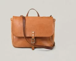 USED BEE LINE LEATHER GOODS SATCHEL - NATURAL