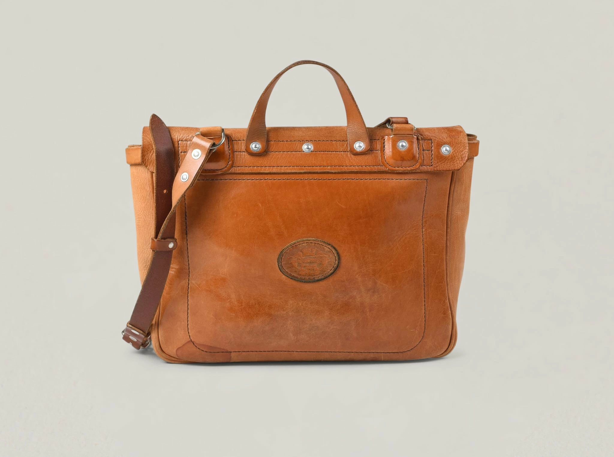 USED BEE LINE LEATHER GOODS SATCHEL - NATURAL - Image 2