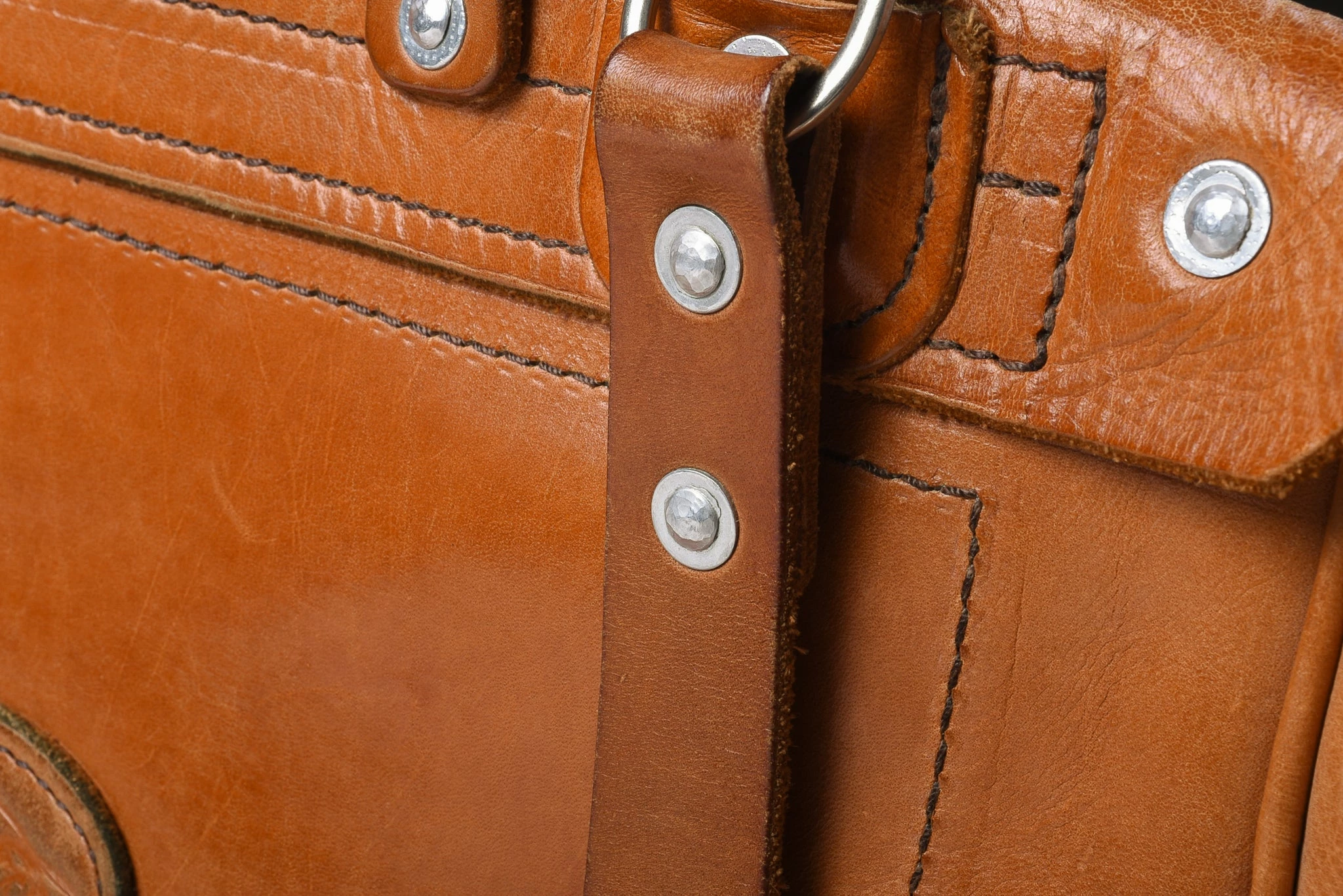 USED BEE LINE LEATHER GOODS SATCHEL - NATURAL - Image 6