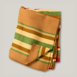 BASSHU WOOL BLANKET - CAMEL STRIPE