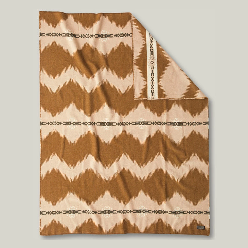 BASSHU WOOL BLANKET - JACQUARD LIGHT BROWN - Image 2